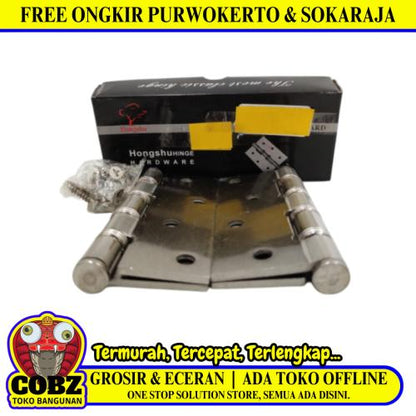 4 IN / HONGSHU Engsel Kupu Kupu Pintu Jendela Hinge Stainless Set