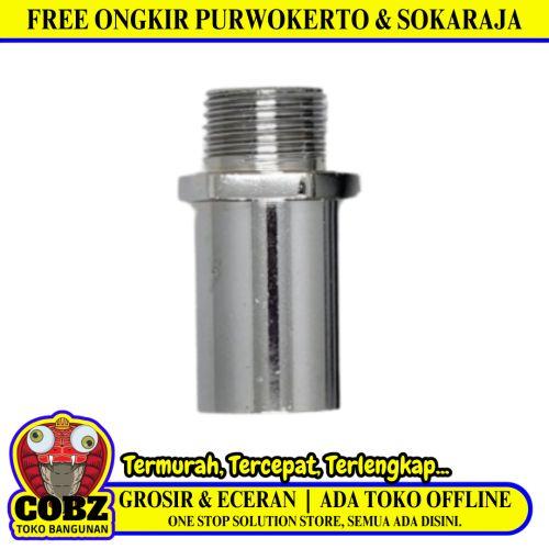 1/2 IN x 3/4 IN x 5 CM / TM Kuncian Hexagon Nepel Sok Kran Drat Luar Dalam Stainless