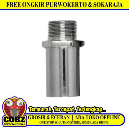 1/2 IN x 3/4 IN x 5 CM / TM Kuncian Hexagon Nepel Sok Kran Drat Luar Dalam Stainless