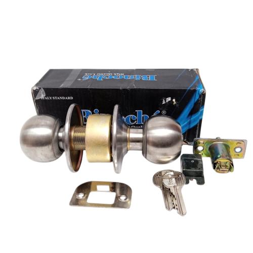 D 5 CM / BINOCHE 5871-SS Kunci Handle Pintu Bulat Kamar Mandi Stainless Silver Set