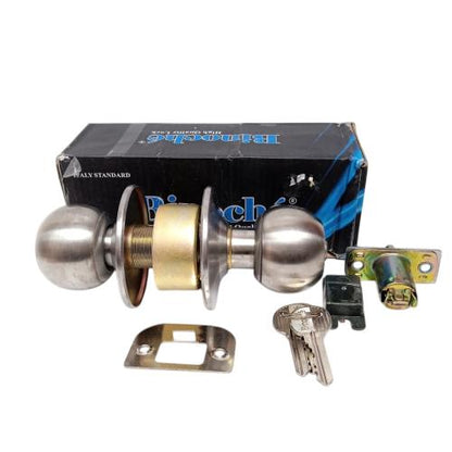 D 5 CM / BINOCHE 5871-SS Kunci Handle Pintu Bulat Kamar Mandi Stainless Silver Set