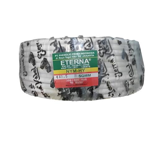 4 INTI x 1.5 MM x 50 M / ETERNA NYMHY Serabut Kabel Tembaga SNI Putih Roll