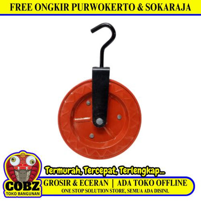 6 IN / HIOSHI Kerekan Timba Air Sumur Bangunan Besi Merah