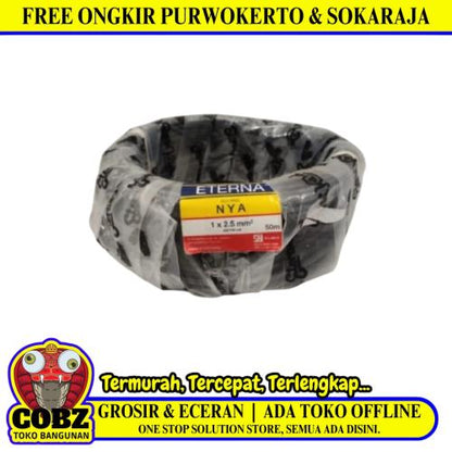 1 INTI x 2.5 MM x 50 M / ETERNA NYA Tunggal Kabel Tembaga SNI Hitam Roll