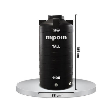 1100 L / MPOIN + TALLTW1100 Water Torrent Tangki Tandon Air PVC Black + Acc Set