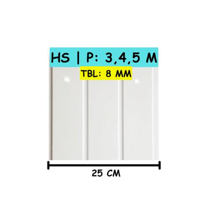 8 MM x 25 CM x 5 M / SHUNDA PLAFON KU.25.001  Plafon Gypsum GRC U PVC Hotstamping Lembar