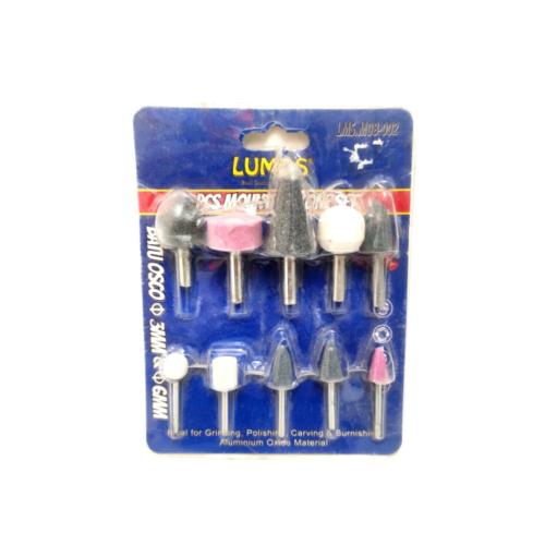 3 MM - 6 MM / LUMOS 002 Mata Bor Batu Gerinda Tangkai Rotary Mounted Stone Set