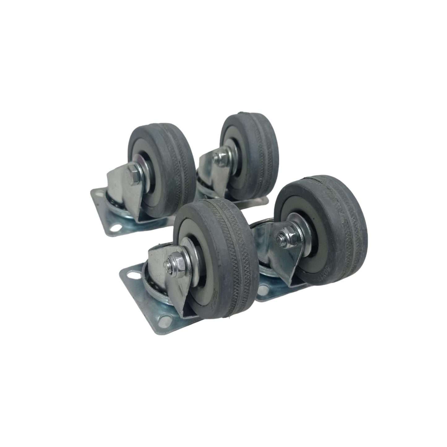 2 IN / FUKUDA Roda Hidup Trolly Gepeng Plat 50 MM Karet Abu abu 4 Pcs Dus