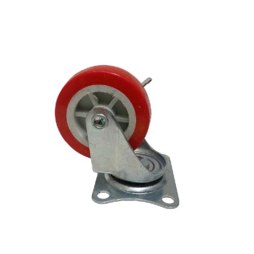 2 1/2 IN / TM Roda Hidup Trolly Rem Plat Nylon Merah Rem