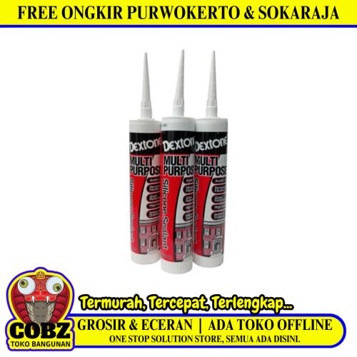 300 ML / DEXTONE MULTI PURPOSE Lem Silicone Sealant Kaca Akrilik Acid Asam Botol - (White)