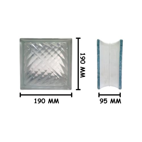 190 MM x 190 MM x 95 MM / MULIA RIPPLE Glassblock Rooster Blok Kaca Biji