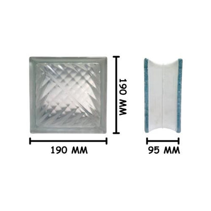 190 MM x 190 MM x 95 MM / MULIA RIPPLE Glassblock Rooster Blok Kaca Biji