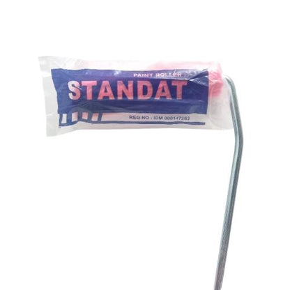 4 IN / STANDAT Kuas Busa Roll Cat Tembok Kayu Besi Kecil + Gagang Set