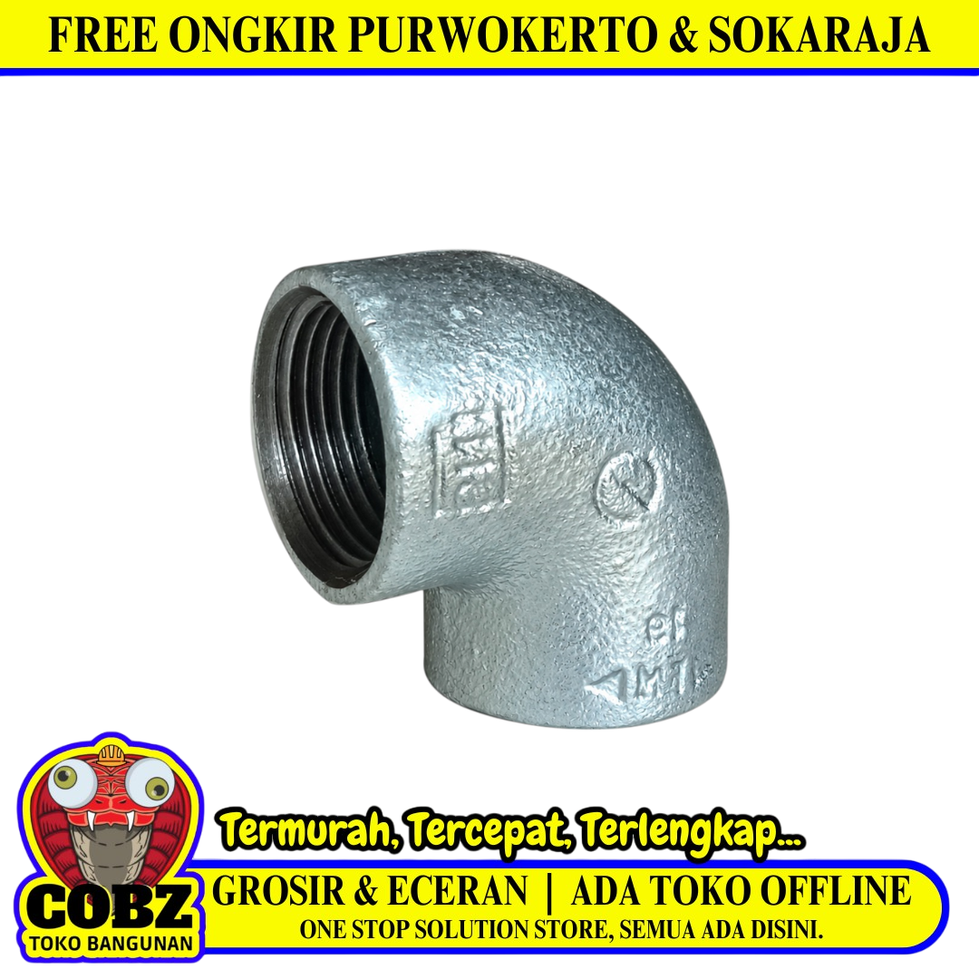 3 IN / G Knee Drat Dalam Keni L Faucet Elbow Fitting Pipa Besi