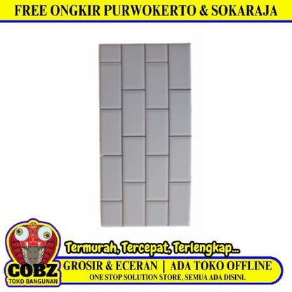 25 CM x 50 CM / UNO Interlaken Keramik Dinding Timbul Glossy White Dus