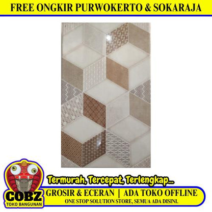 25 CM x 40 CM / UNO TITAN Keramik Dinding Kamar Mandi Glossy Beige Dus
