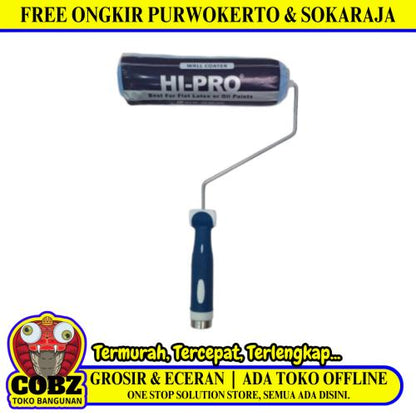 9 IN / HI-PRO Kuas Busa Roll Cat Tembok Kayu Besi Besar + Gagang Set