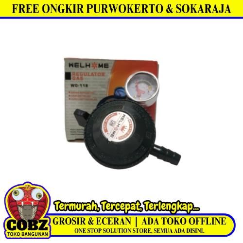 WELHOME WG118 Regulator Kepala Tabung Gas LPG Tekanan Rendah + Meteran