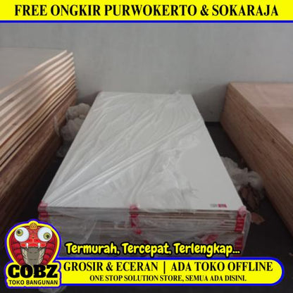 18 MM x 120 CM x 240 CM / TM Blockboard Melamin 2 Sisi Doff Putih Lembar