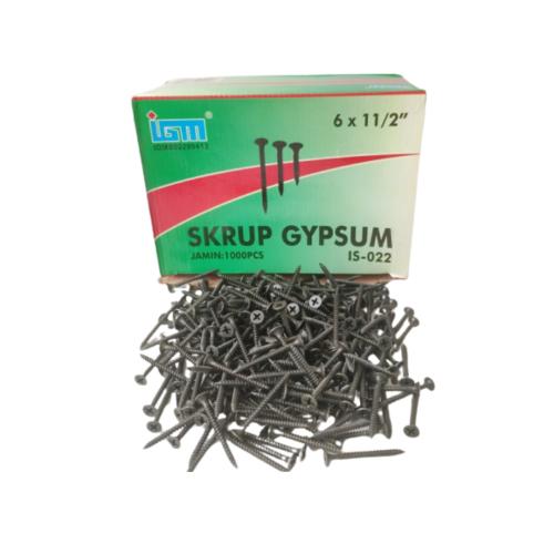 #6 X 1 1/2 IN / IGM Sekrup Gypsum Screw Plafon Board GRC Hitam Dus