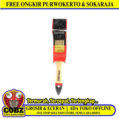 1 1/2 IN / STRAUSS Kuas Cat Kayu Besi Air Acyrlic Paint Brush