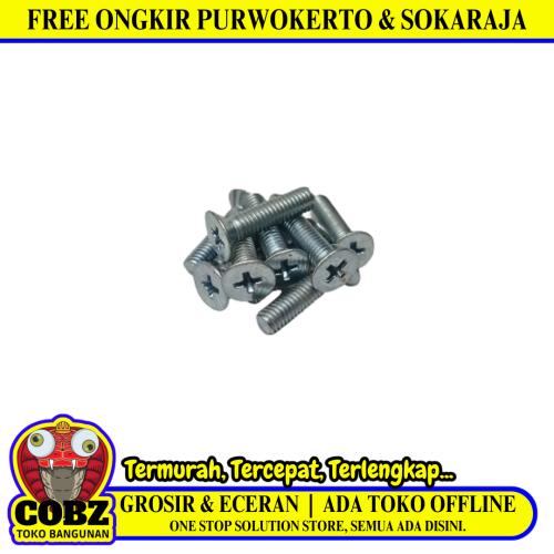 M 5 x 20 MM / TM Baut JF Kepala Rata Plus Putih Biji