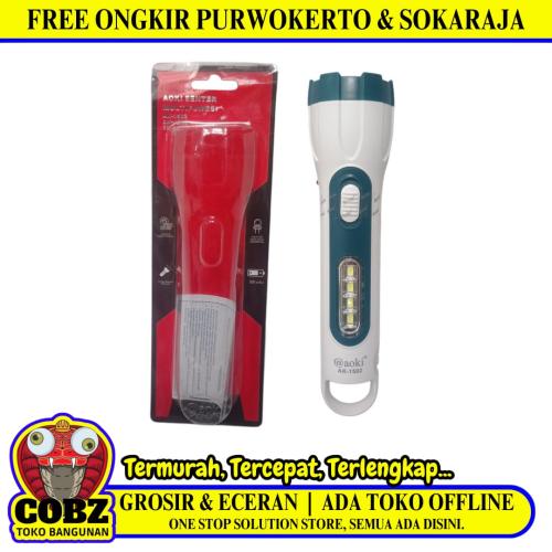 2 WATT + 4 WATT SMD / AOKI AK-1502 Senter LED Charge Fitting Colok + Lampu Meja