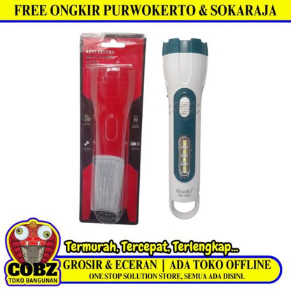 2 WATT + 4 WATT SMD / AOKI AK-1502 Senter LED Charge Fitting Colok + Lampu Meja