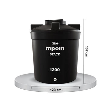 1200 L / MPOIN + STACK S1200 Water Torrent Tangki Tandon Air PVC Hitam + Acc Set