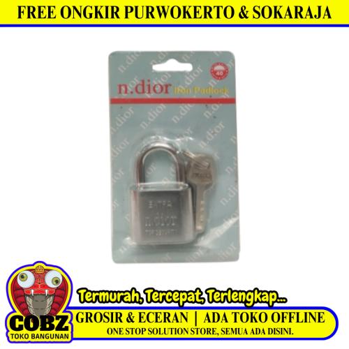 40 MM/N. DIOR Gembok Pintu Pagar Padlock Anti Maling Leher Pendek Putih