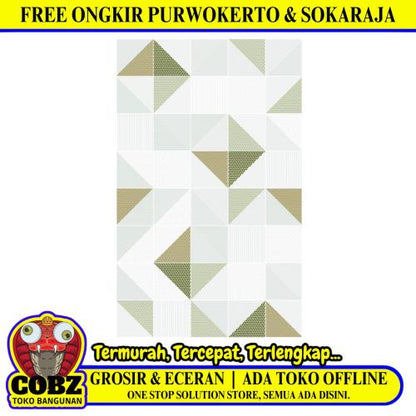 25 CM x 40 CM / UNO ZERMATT Keramik Dinding Kamar Mandi Glossy Green Dus