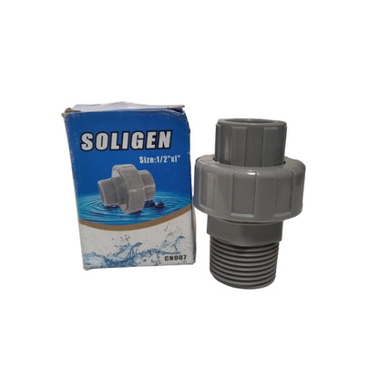 1 IN x 1/2 IN /SOLIGEN Water Mur Moor Union Socket Polos Dan Drat Luar PVC