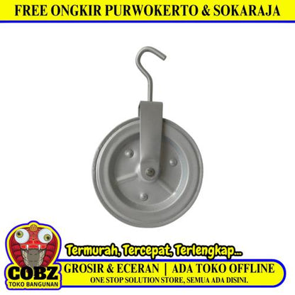 6 IN / COBZ Katrol Kerekan Timba Air Sumur Bangunan Besi Abu-Abu