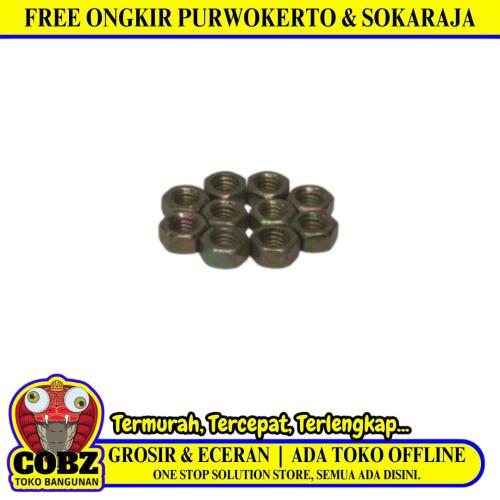 M 6 / TM Mur Nut Hexagon Galvanis Kuning Biji