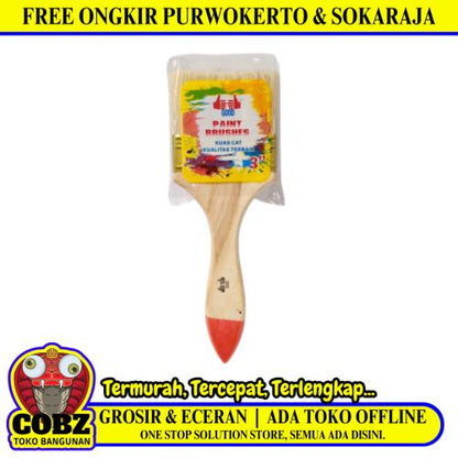 3 IN / GOOD Kuas Cat Tembok Kayu Besi Air Acrylic Paint Brush