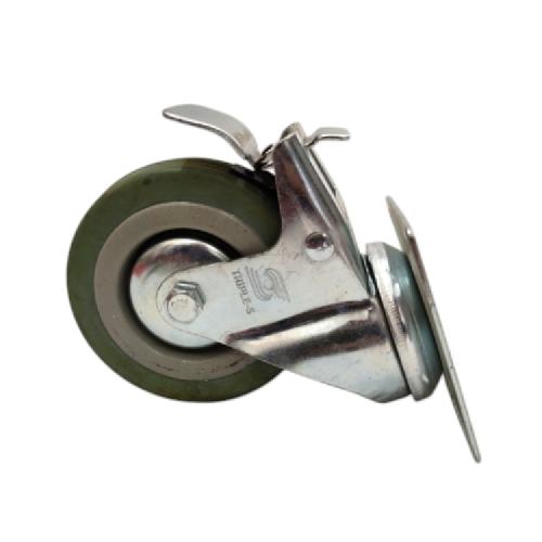 3 IN / TRIPLE-S Roda Rem Hidup Trolly Gepeng Plat 76 MM Karet Abu abu