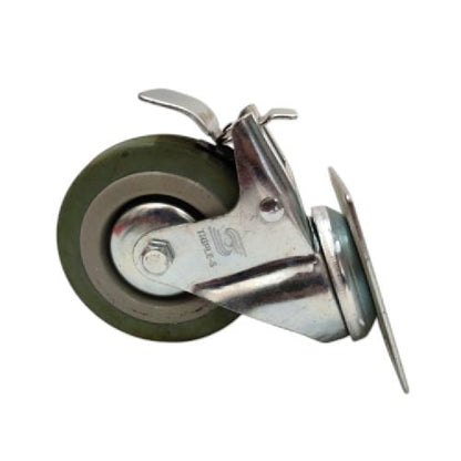 3 IN / TRIPLE-S Roda Rem Hidup Trolly Gepeng Plat 76 MM Karet Abu abu