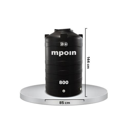 740 L / MPOIN + WAVE W 800 Water Torrent Tangki Tandon Air PVC Hitam + Acc Set