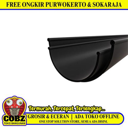 4 IN x 360 CM  / MEGALON Talang Air Pipa Belah PVC Hitam Batang