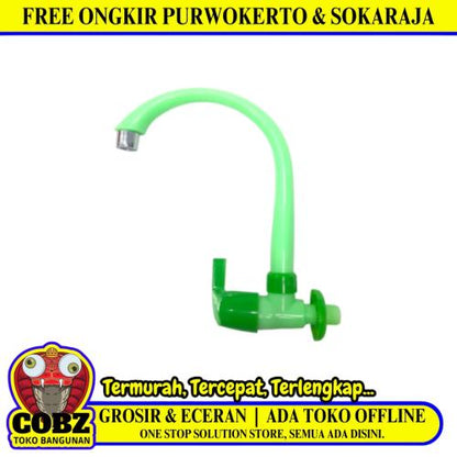 1/2 IN / CAB Kran Angsa Engkol Sink Bak Cuci Piring Tembok Plastik Hijau PVC