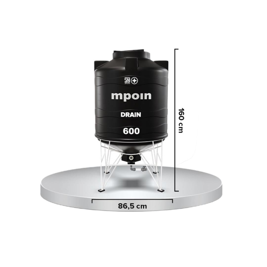 510L /MPOIN + DRAIN D600 Water Torrent Tangki Tandon Air PVC Hitam + Acc Set