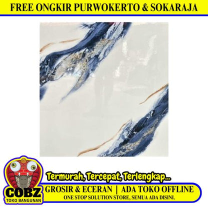 60 CM x 60 CM / ARNA AMRETA BLUE Granit Lantai Rumah Glossy Dus