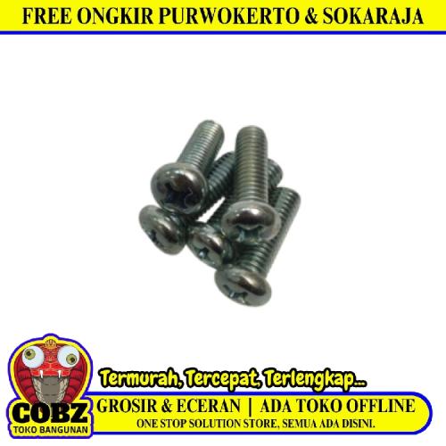 M 8 x 25 MM / TM Baut JP Kepala Pentol Bulat Plus Putih Biji