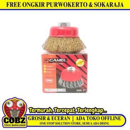 3 IN / CAMEL Sikat Kawat Mangkok Kuningan Pembersih Karat Kerak