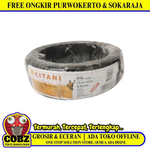 1 INTI x 1.5 MM x 50 M / KITANI NYA Tunggal Kabel Tembaga SNI Hitam Roll