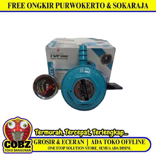 TOP GAS Regulator Kepala Tabung Gas LPG Tekanan Rendah + Meteran