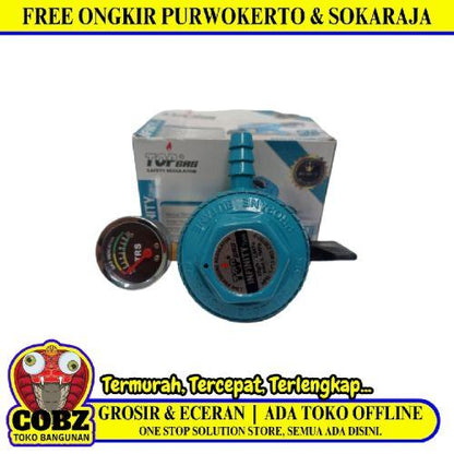 TOP GAS Regulator Kepala Tabung Gas LPG Tekanan Rendah + Meteran