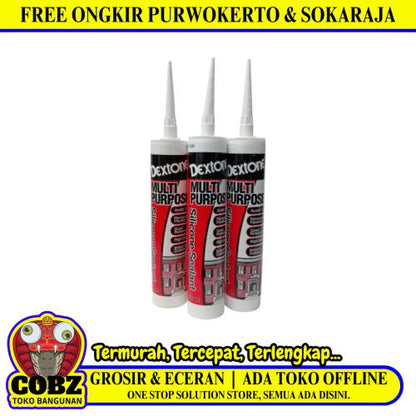 300 ML / DEXTONE MULTI PURPOSE Lem Silicone Sealant Kaca Akrilik Acid Asam Botol - (Clear)