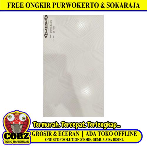 25 CM x 40 CM / PLATINUM BONIA Keramik Dinding Kamar Mandi Glossy Basic Dus