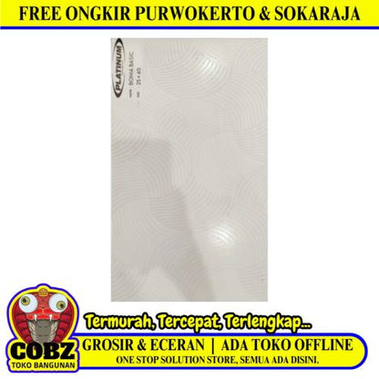 25 CM x 40 CM / PLATINUM BONIA Keramik Dinding Kamar Mandi Glossy Basic Dus